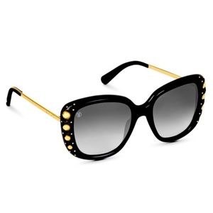 Louis Vuitton Black Sunglasses with Gold Studs and Arms